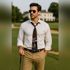 Spencer & Lowe Golf Theme Silk Tie Paisley Sportswear Classic Retro 90s USA